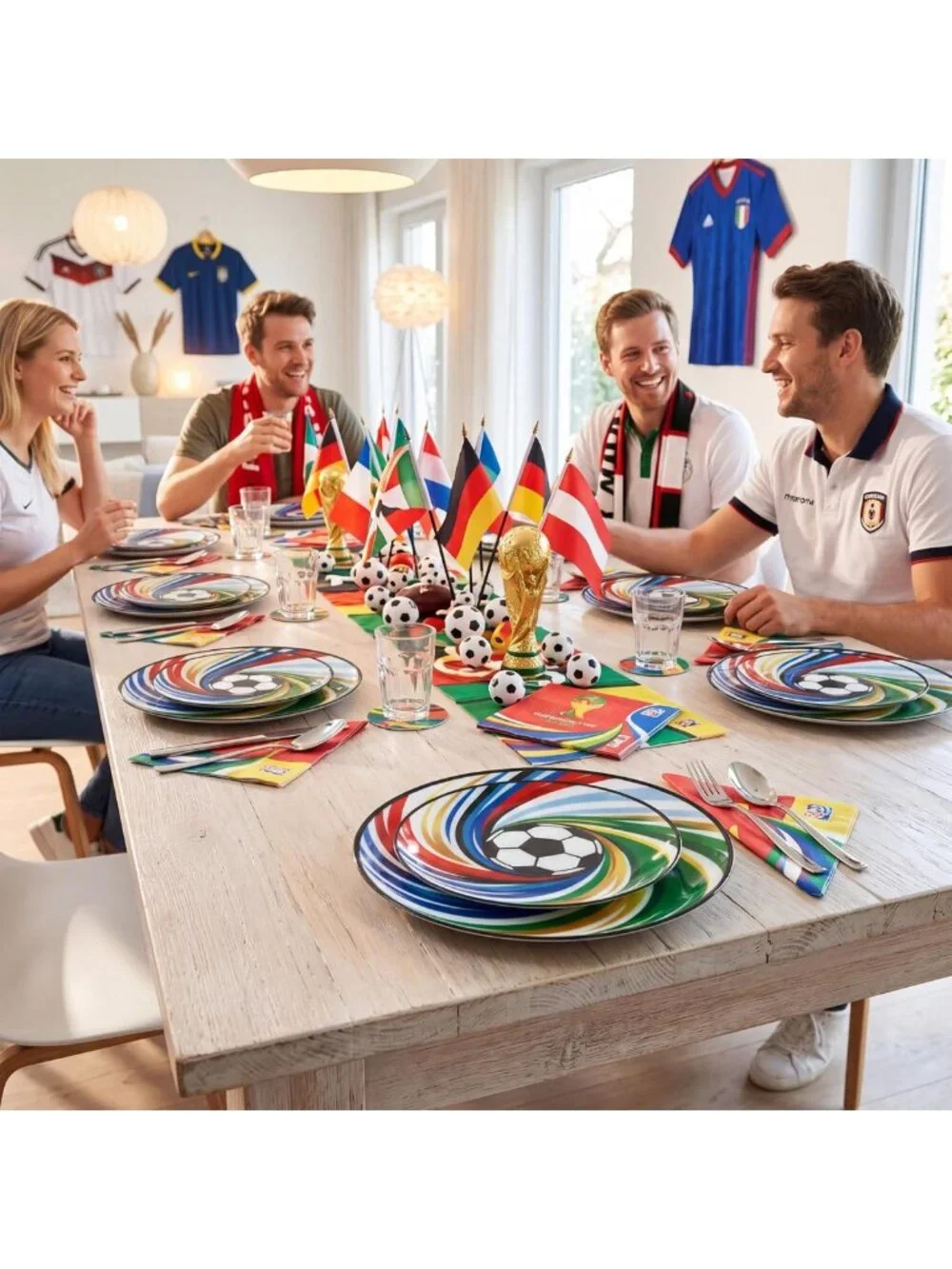 60 Pcs Heavy Duty Soccer Party Plates - Disposable Dinner & Dessert Plates for